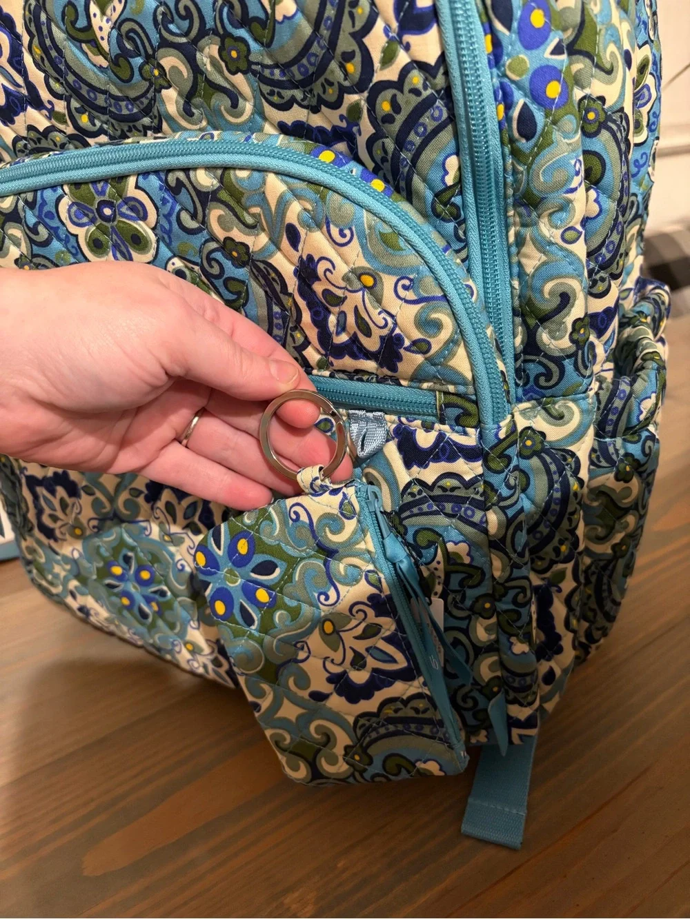 NWT Vera Bradley XL Backpack + Zip ID Pouch SET ~ Extra Large Blue Cotton